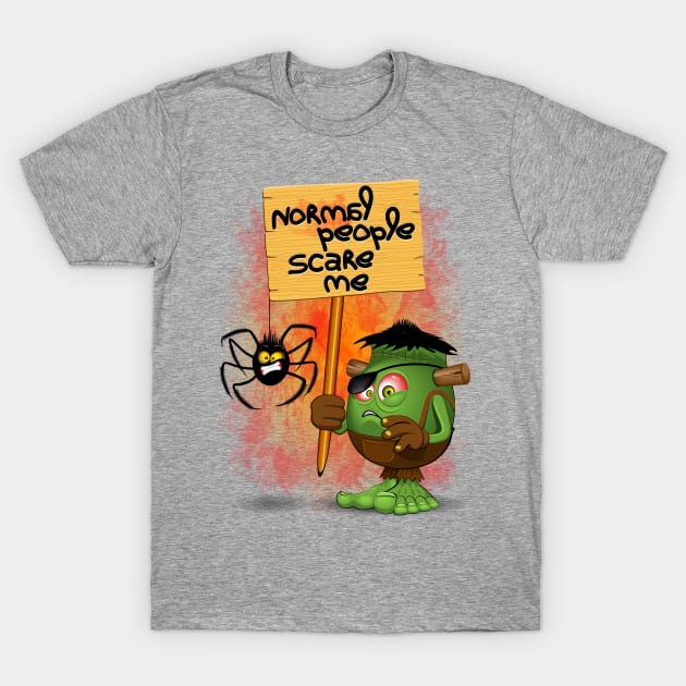 'Normal People Scare Me' Humorous Frankenstein Character T-Shirt by BluedarkArt